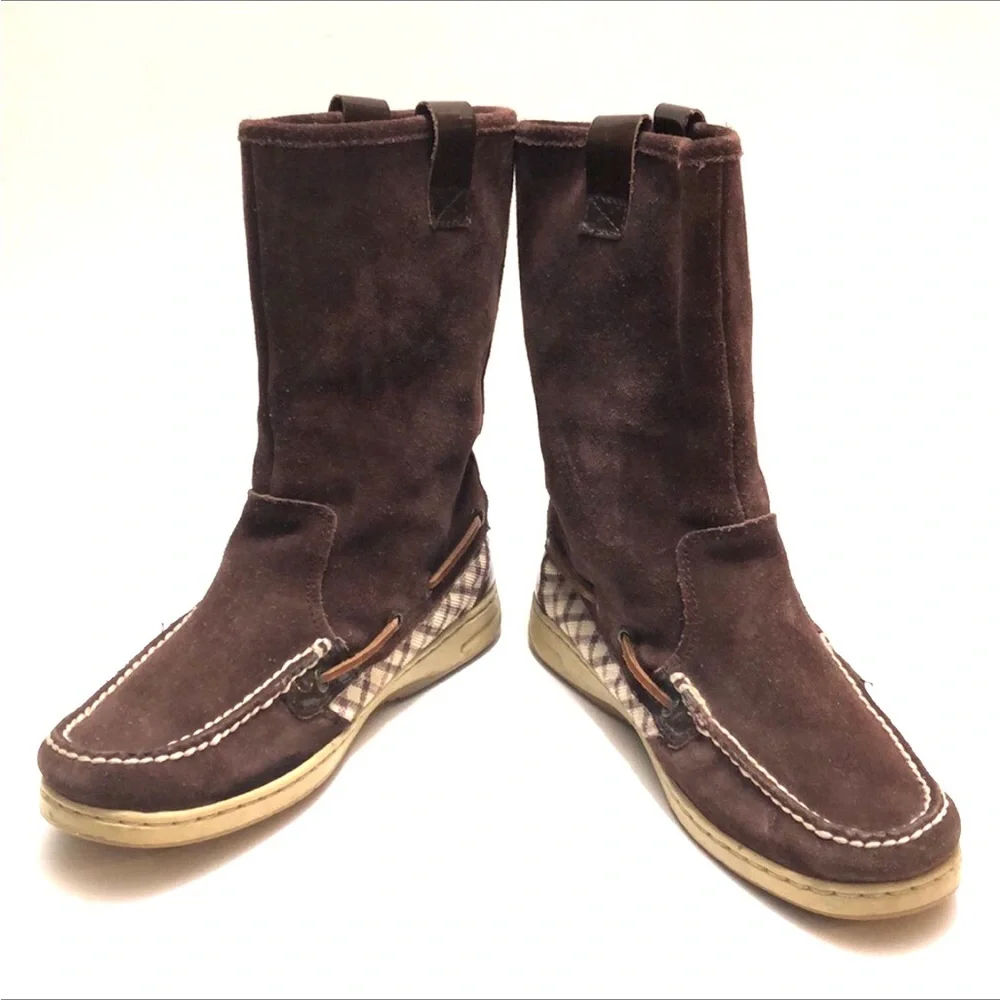 Sperry Topslider Brown Leather Pull-on Winter Boots size 6M